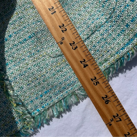 Green Tweed Blazer Jacket Size 16 Easter Spring Blue Old Money - Picture 4 of 9